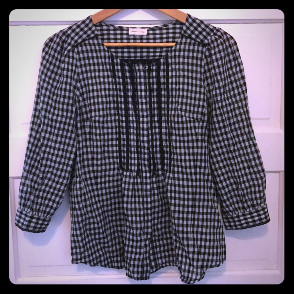 {anthropologie} Gingham blouse